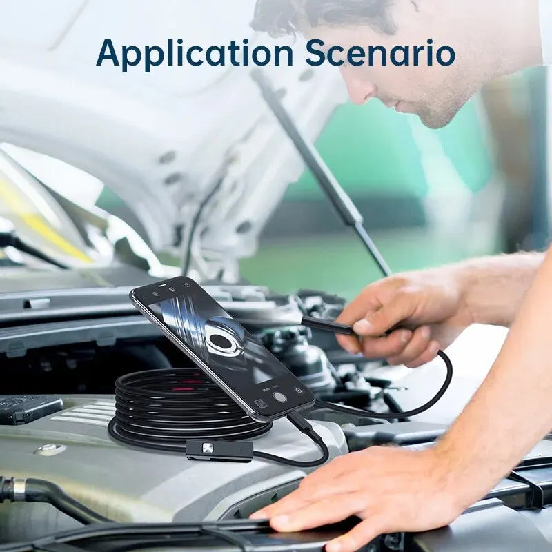 Câmera endoscópica de 7.0mm, ip67, à prova d'água, 6 leds, ajustável, usb, android, flexível, inspeção, boroscópio, para telefone, pc