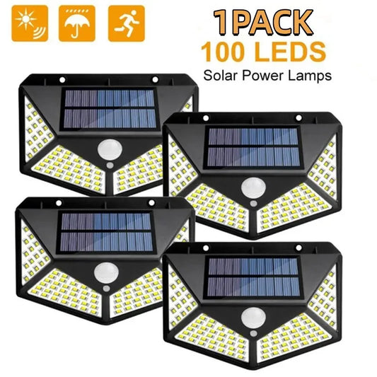 1/2/4/6 pçs 100 luzes de parede led ao ar livre lâmpada solar pir sensor movimento movido a energia solar luz rua para decoração do jardim