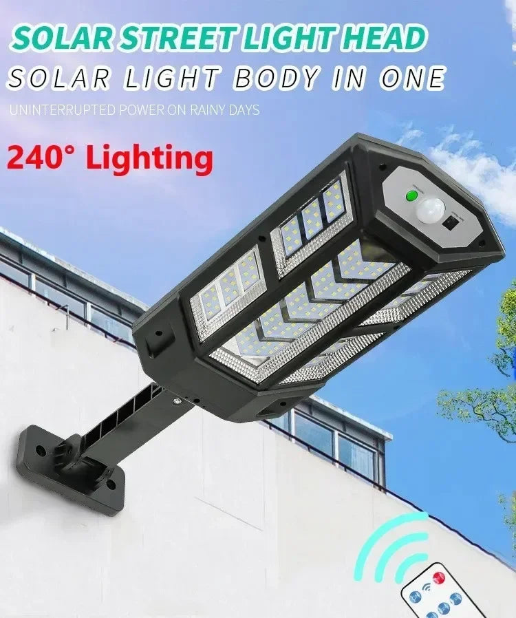 A mais nova luz LED solar 300000 LM Lâmpada solar externa do sensor de movimento 4 modos à prova d'água IP65 luz solar para jardim lanterna de quintal de rua
