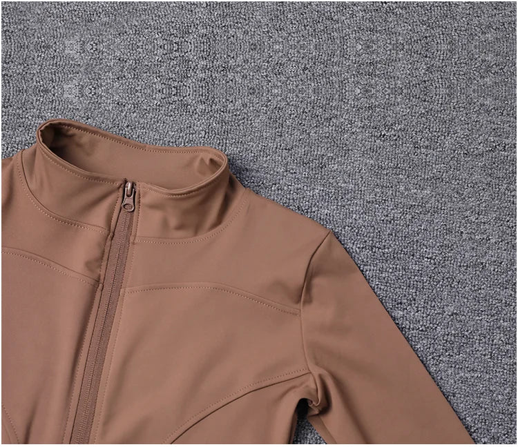 Jaqueta esportiva feminina camisa de manga comprida casaco de treino roupas de treinamento de ginástica yoga roupas esportivas