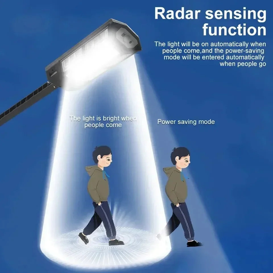 A mais nova luz LED solar 300000 LM Lâmpada solar externa do sensor de movimento 4 modos à prova d'água IP65 luz solar para jardim lanterna de quintal de rua