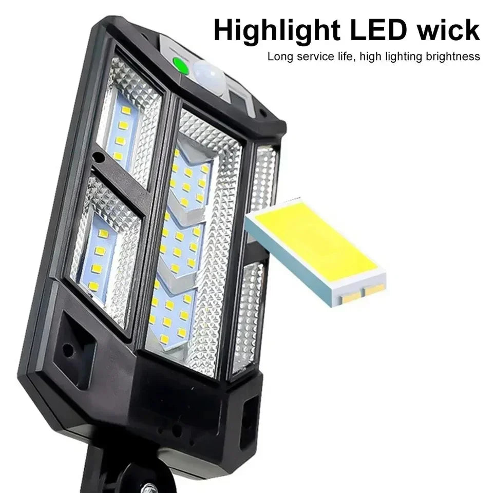 A mais nova luz LED solar 300000 LM Lâmpada solar externa do sensor de movimento 4 modos à prova d'água IP65 luz solar para jardim lanterna de quintal de rua