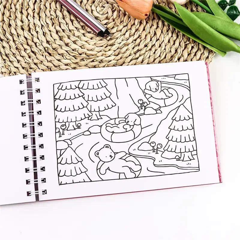 1/2/4 unidades livro para colorir adulto com animais fofos e cenas de boas lojas Bobbie – Relax Art Relax presente para feriados, aniversários