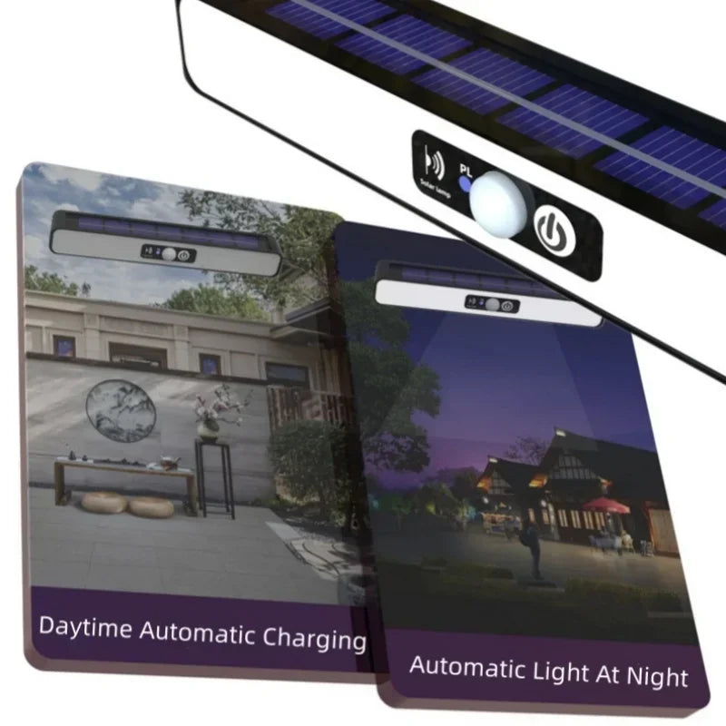 A mais nova luz LED solar 300000 LM Lâmpada solar externa do sensor de movimento 4 modos à prova d'água IP65 luz solar para jardim lanterna de quintal de rua