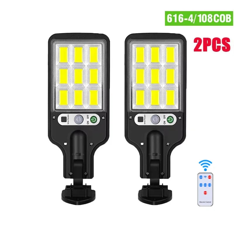 A mais nova luz LED solar 300000 LM Lâmpada solar externa do sensor de movimento 4 modos à prova d'água IP65 luz solar para jardim lanterna de quintal de rua