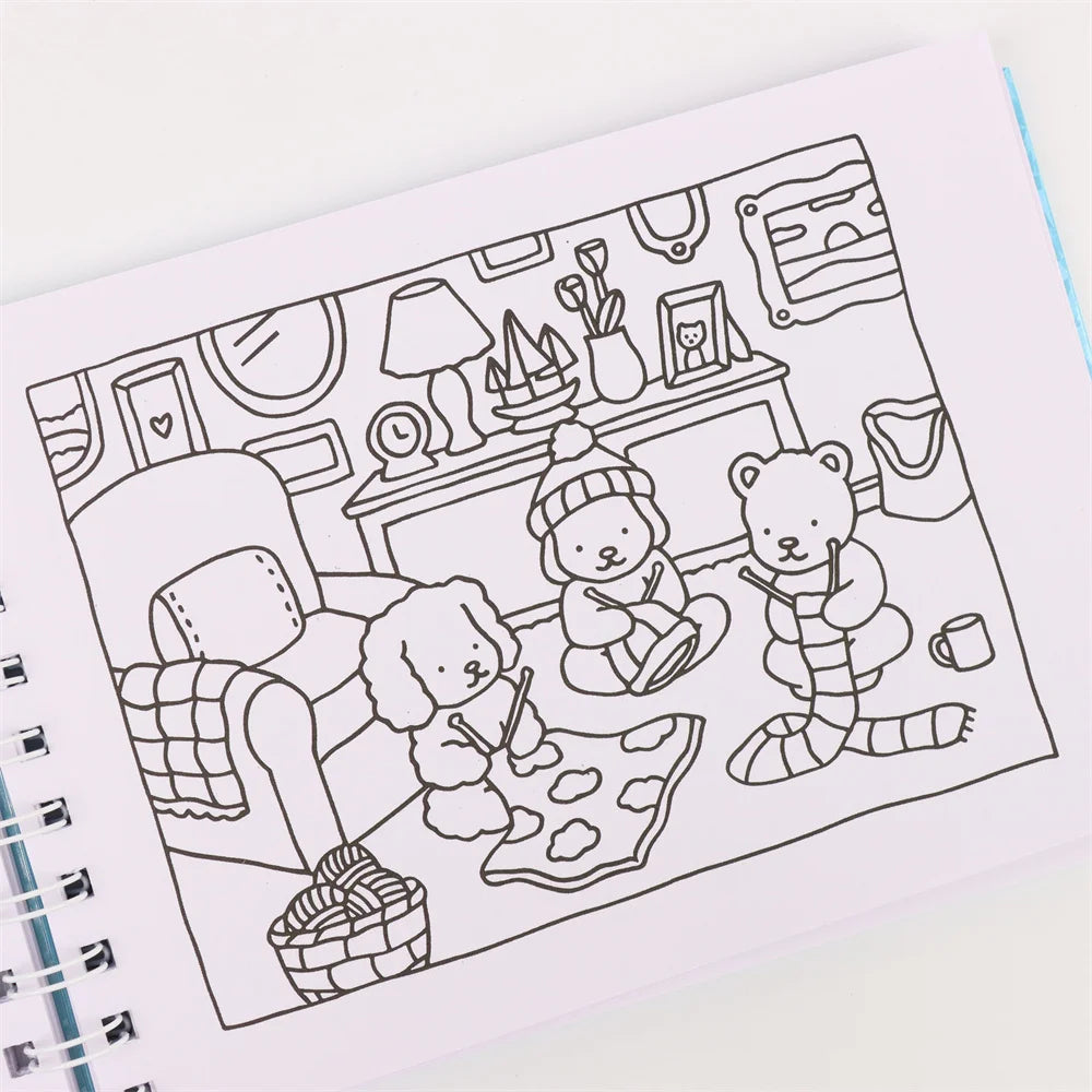 1/2/4 unidades livro para colorir adulto com animais fofos e cenas de boas lojas Bobbie – Relax Art Relax presente para feriados, aniversários