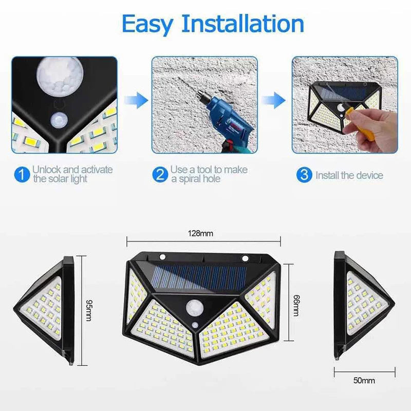 1/2/4/6 pçs 100 luzes de parede led ao ar livre lâmpada solar pir sensor movimento movido a energia solar luz rua para decoração do jardim