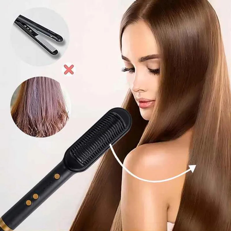 Escova alisadora de cabelo elétrica moda profissional alisador de cabelo de cerâmica de aquecimento rápido