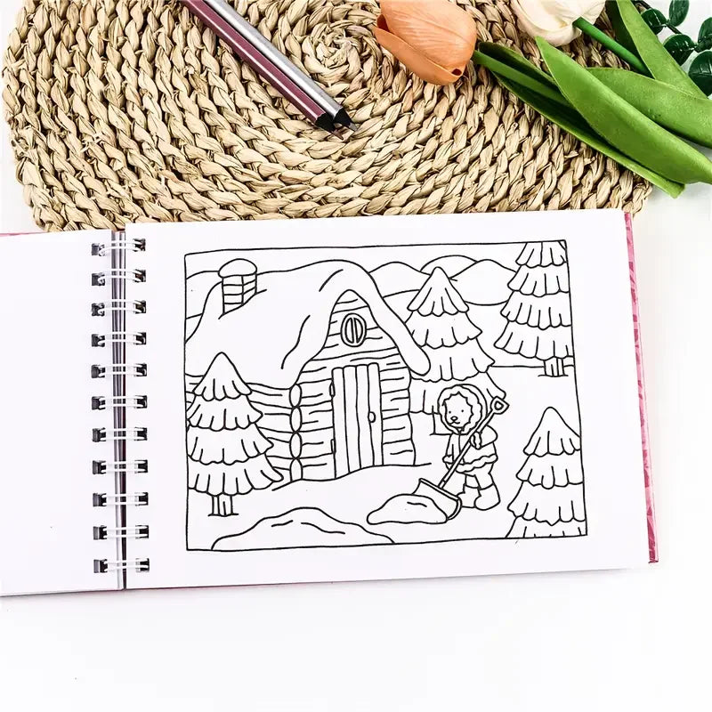 1/2/4 unidades livro para colorir adulto com animais fofos e cenas de boas lojas Bobbie – Relax Art Relax presente para feriados, aniversários