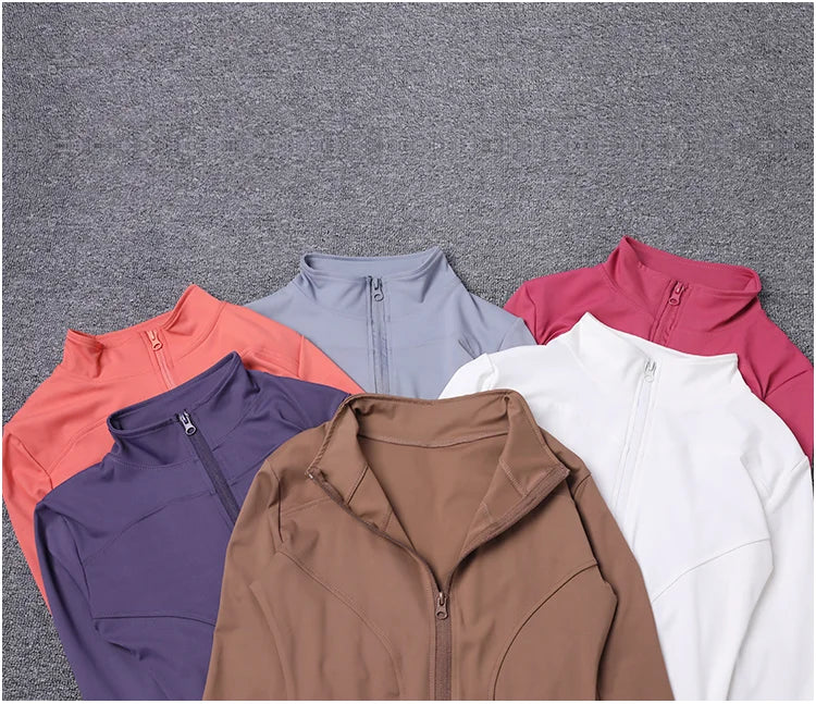 Jaqueta esportiva feminina camisa de manga comprida casaco de treino roupas de treinamento de ginástica yoga roupas esportivas