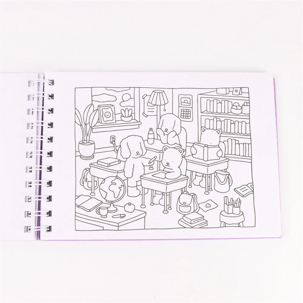 1/2/4 unidades livro para colorir adulto com animais fofos e cenas de boas lojas Bobbie – Relax Art Relax presente para feriados, aniversários