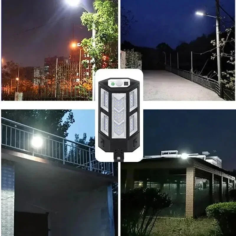 A mais nova luz LED solar 300000 LM Lâmpada solar externa do sensor de movimento 4 modos à prova d'água IP65 luz solar para jardim lanterna de quintal de rua