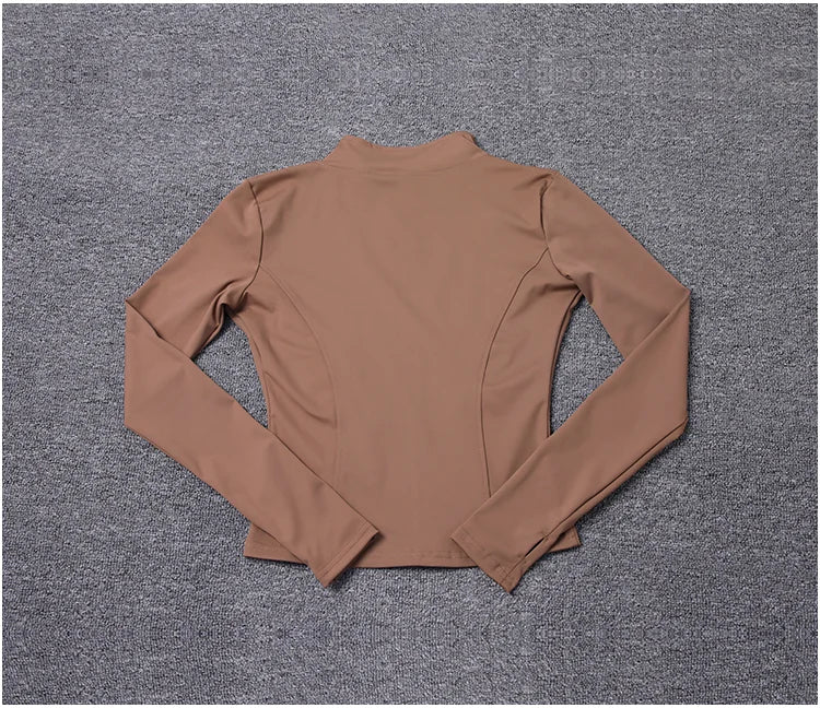 Jaqueta esportiva feminina camisa de manga comprida casaco de treino roupas de treinamento de ginástica yoga roupas esportivas